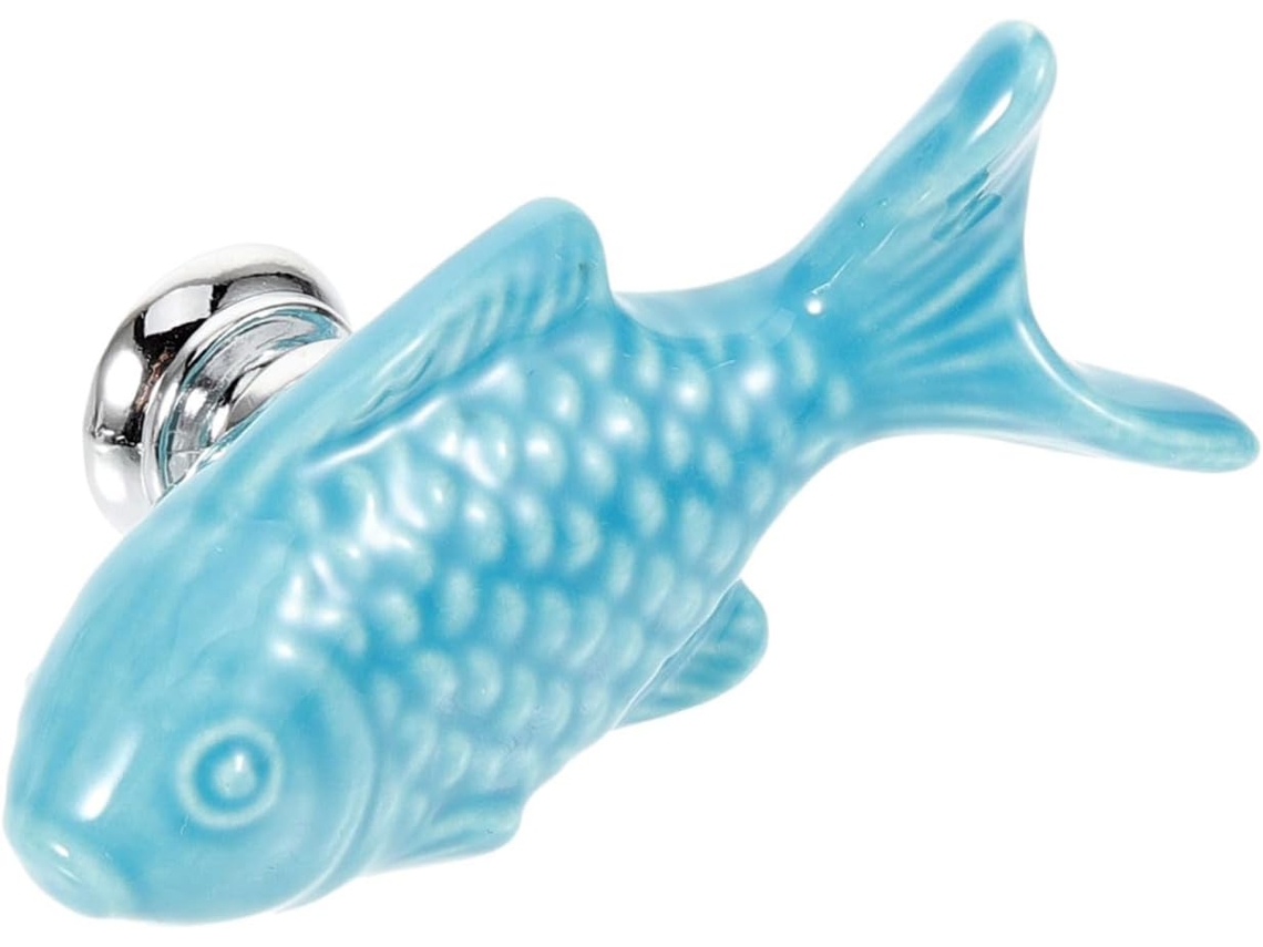 Puxador De Cerâmica Em Formato Peixe Para Armário, Fácil De Instalar, Puxador Pequeno Para Gaveta, Ideal Para Banheiro E