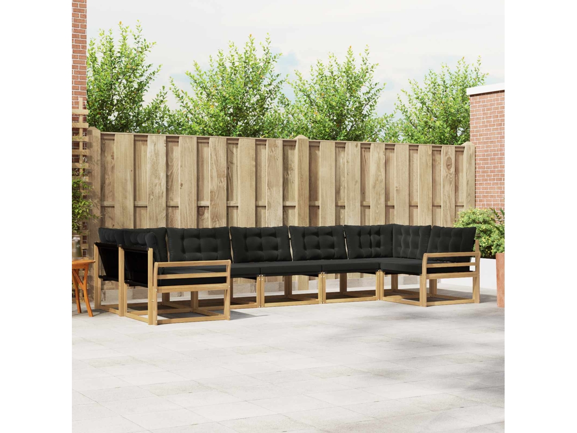 Vidaxl Conjunto De Sofás Para Exterior 7 Pcs Branco E Preto