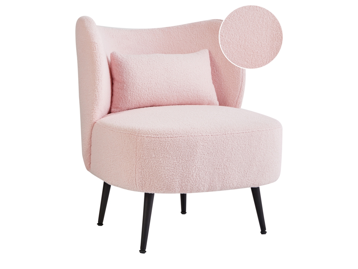 Sillón Beliani Otsby De Bouclé Rosa 60x55x76