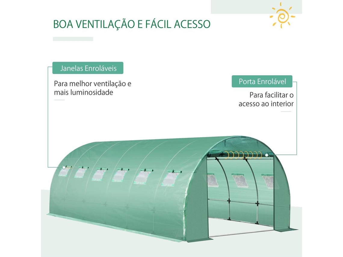 Coberturas Para Estufas OUTSUNNY 845 520 Pe Verde 600 X 300 X 200 coberturas-para-estufas-outsunny-845-520-pe-verde-600-x-300-x-200