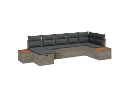 Conjunto 7 Móveis Para Exterior Vidaxl Cinzento Vime Pe (55 X 55 X 37 Cm)