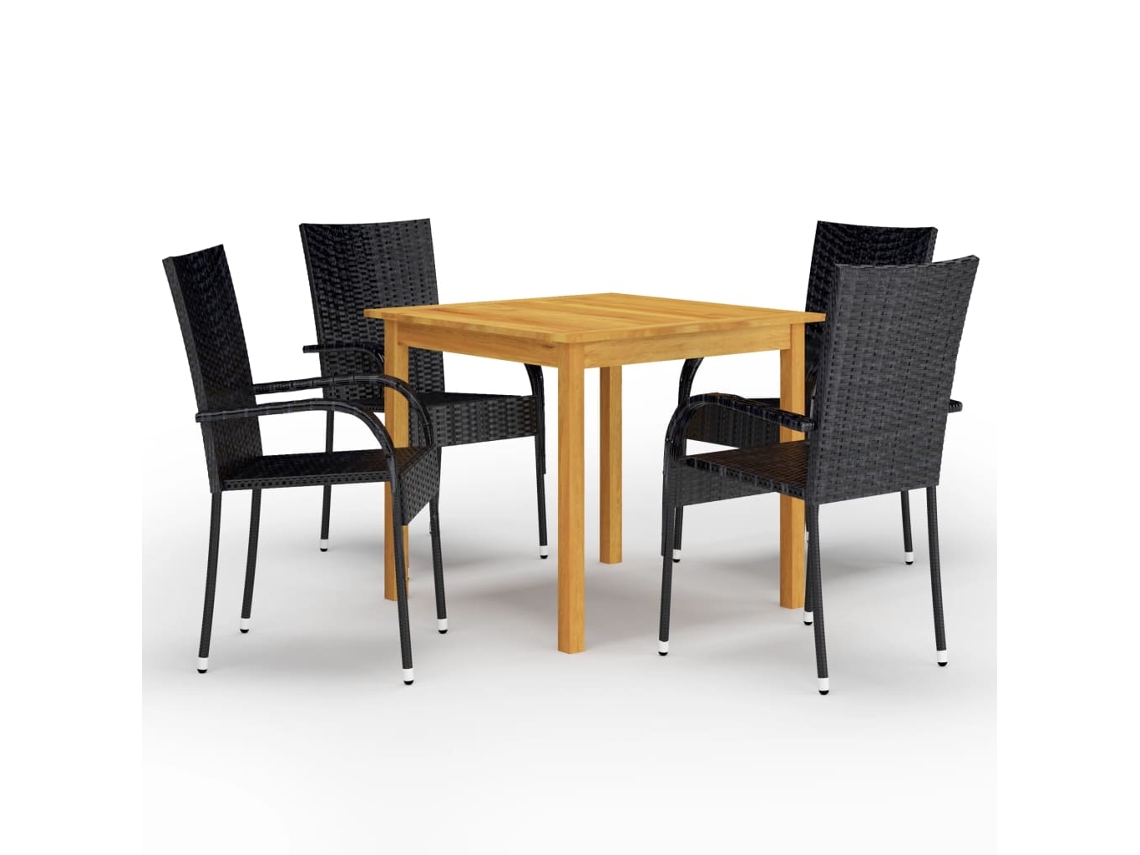Vidaxl 5 Pcs Conjunto de Jantar para Jardim Preto
