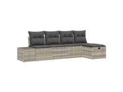 Conjunto 5 Conjunto De Sofá De Jardim Vidaxl Cinzento-claro Vime Pe (239 X 117 X 85 Cm)