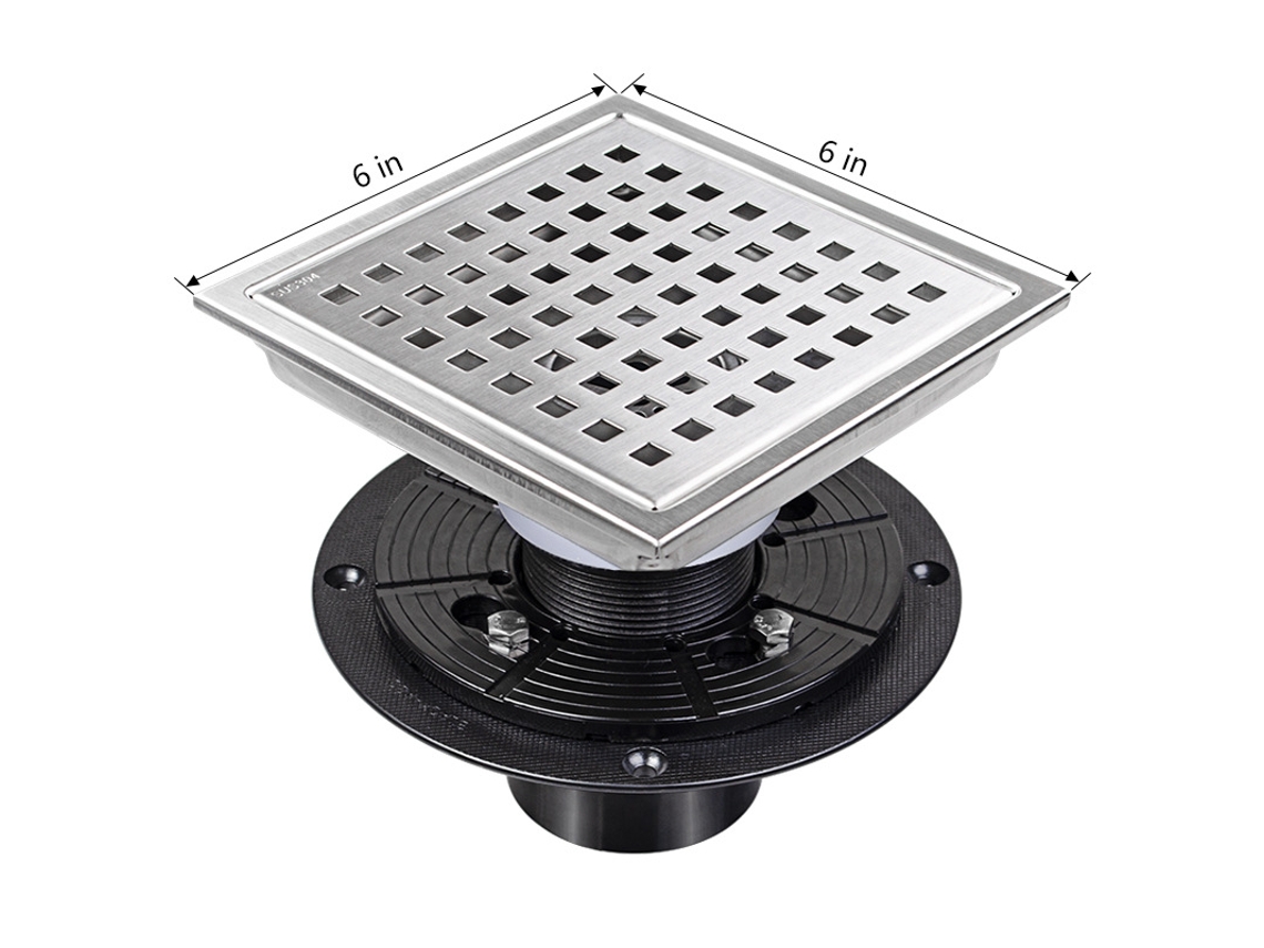 Ralo de Piso Quadrado para Chuveiro com Tampa Removível, Aço Inoxidável 304 AQUAFORGE
