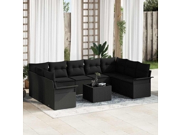 Vidaxl Conjunto de Sofá de Jardim 10 Pcs Bege Vime Pe
