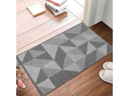 Tapete Antiderrapante Interior Exterior 50x80cm Absorbente Lavável À Máquina Cinza Resistente A Sujeira E Umidade