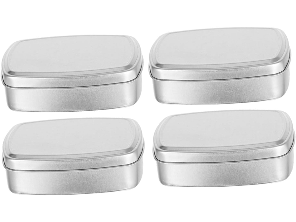 Conjunto De 4 Caixas De Creme De Alumínio, Prateadas