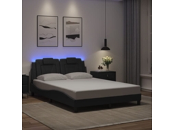 Vidaxl Estrutura De Cama Viana Com Led Sem Colchão 140x190 Cm Preto