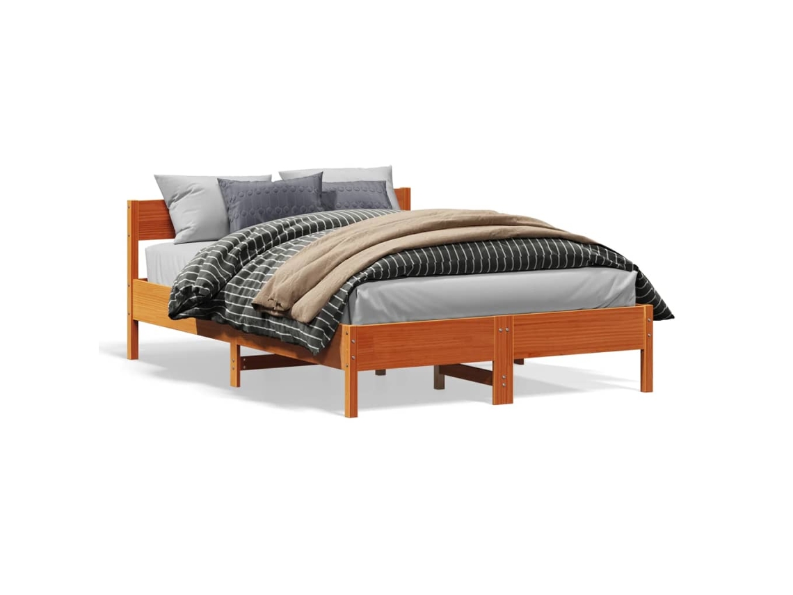 Bed Frame, Bed Frames Vidaxl Marrom Madeira De Pinho (135 X 190 Cm)