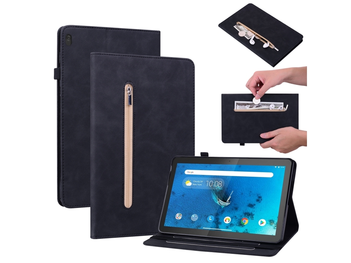 Capa De Couro Halinuia Com Acabamento De Cor Sólida Para Lenovo Tab M10 Tb‑x605