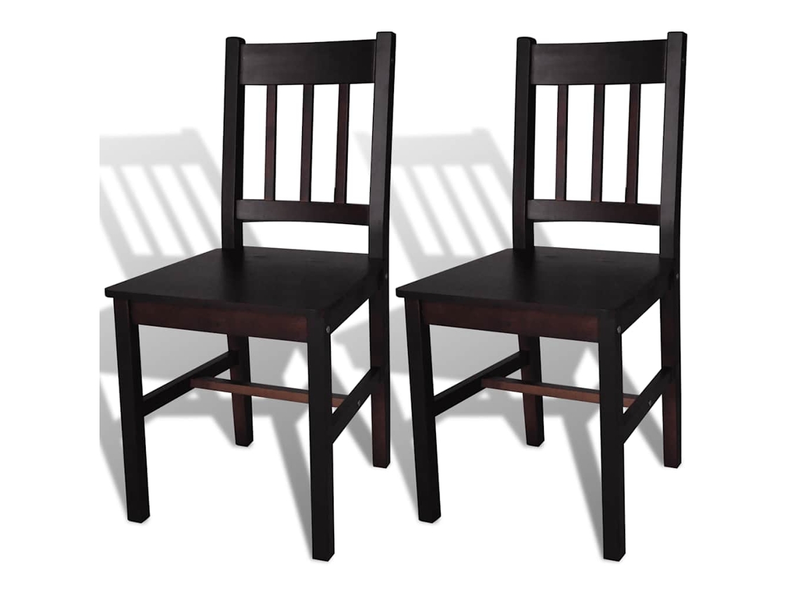 Vidaxl Cadeiras De Jantar 2 Pcs Madeira De Pinho Castanho-escuro