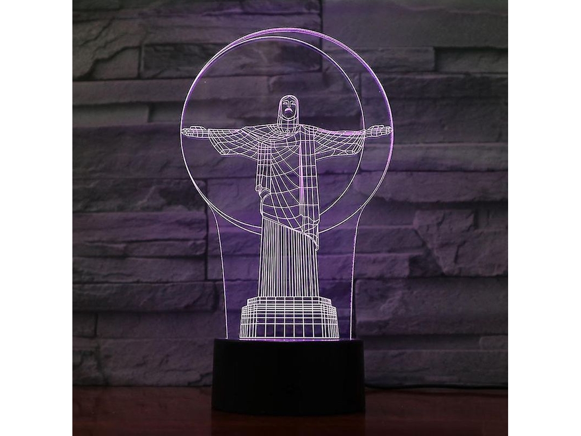 Lámpara De Noche 3d Led Estatua Cristo Redentor Brasil Cambio De Color Para Dormitorio
