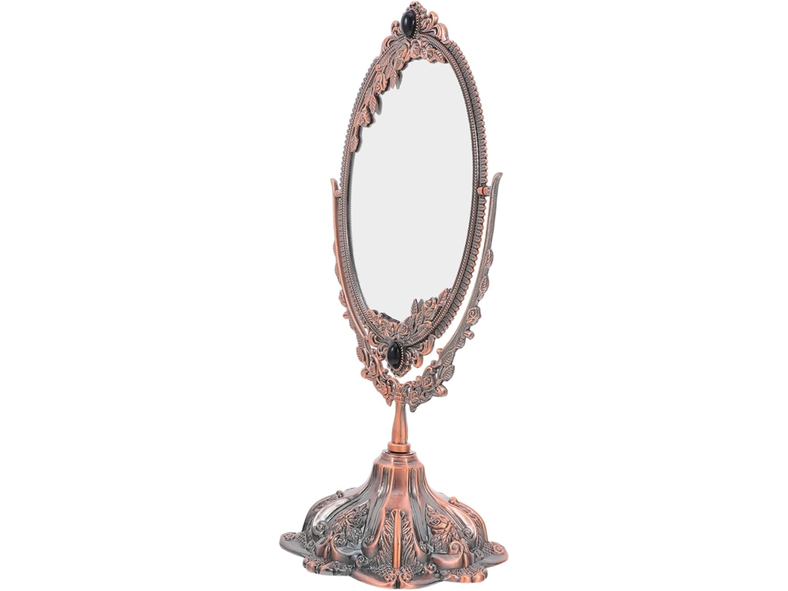 Espelho de Maquiagem Vintage de Metal com Dupla Face, Estilo Antigo, para Mesa, Ferramenta Cosmética Giratória CHABERLU