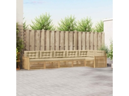 Vidaxl Conjunto De Sofás Para Exterior 6 Unid. Branco E Bege Poliéster