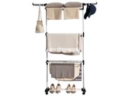 Escorredor de roupa com asas laterais, dobrável, preta, 73x64x177 cm Prata S/MARCA