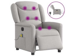 Vidaxl Poltrona Massagens Reclinável Elétrica Tecido Cinzento-nublado