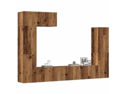 Conjunto De Armário Tv De Parede 5 Pcs Madeira Madeira Velha Dkd Home Decor