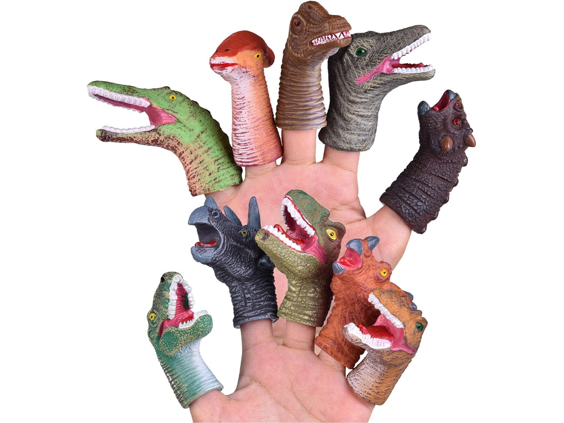 Mali 10 Peças Bonecos de Dedo Dinossauro Pvc Simulação Brinquedo Educativo Infantil Interativo Multicolorido