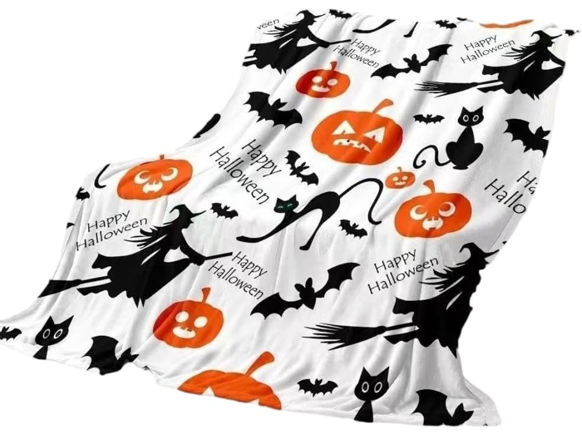 Manta Pequena Syjym Halloween em Flanela com Estampa Digital Confortável Macia e Quente de Dupla Face Ideal Pa