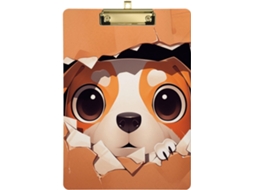 Prancheta de plástico laranja com cachorrinhos de pelúcia, 30 x 45 cm