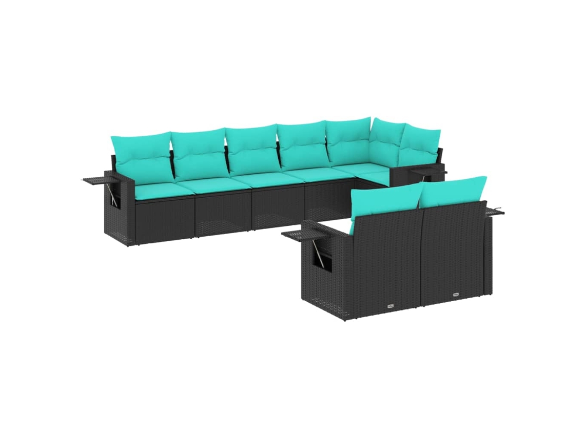 Conjunto de Sofá de Jardim, 9 Peças, Almofadas, Rattan Marrom MAISON EXCLUSIVE