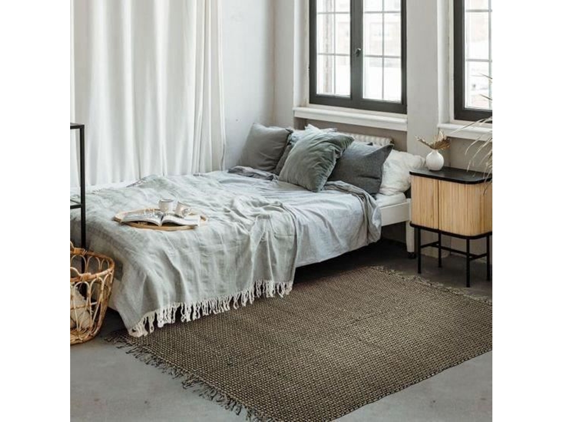 Tapete - A Fábrica De Decoração - Juta Indi - 120x170 Cm - Preto - 80% Juta/20% Algodão