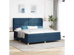 Vidaxl Cama Box Com Cabeceira Manual Azul 200 X 200 Cm Tecido