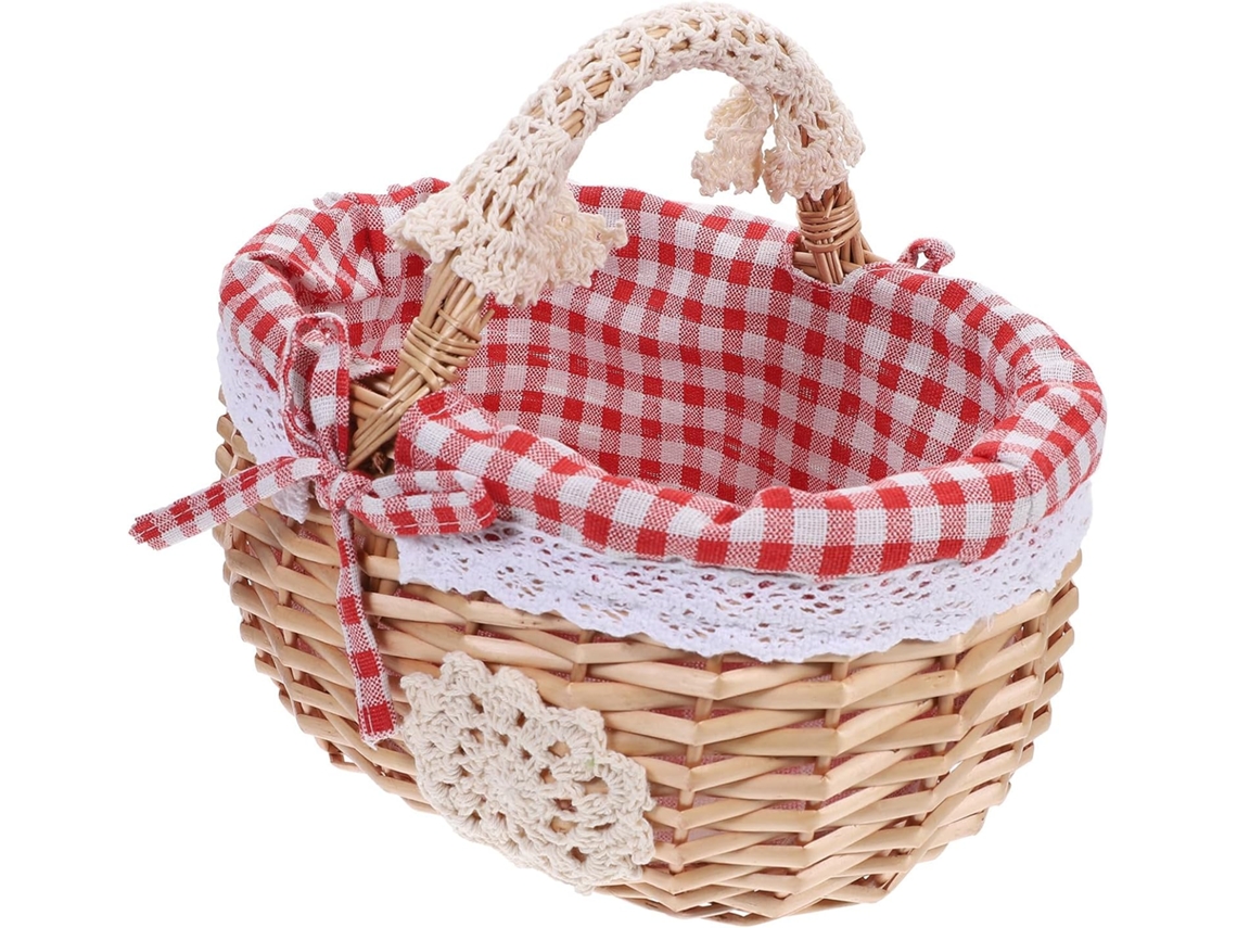 Cesta de Piquenique Trançada em Material Sintético com Alça para Transporte. Cesta de Frutas para Uso Externo e CHABERLU