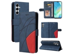 Capa De Celular De Couro Com Aba E Emenda De Duas Cores