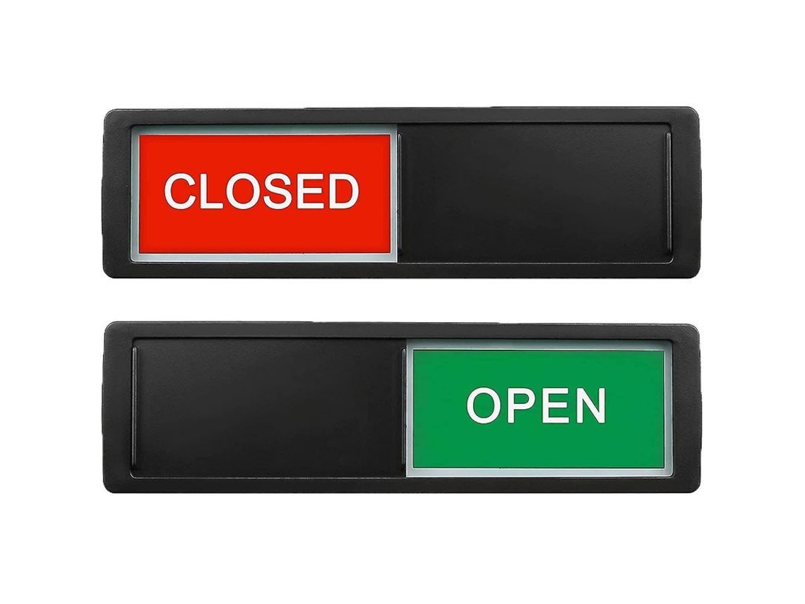 2026 letrero Indicador de Puerta Corrediza Abierta/cerrada Con Imán Y Adhesivo para Tienda, Oficina, Baño, Restaurante Negro