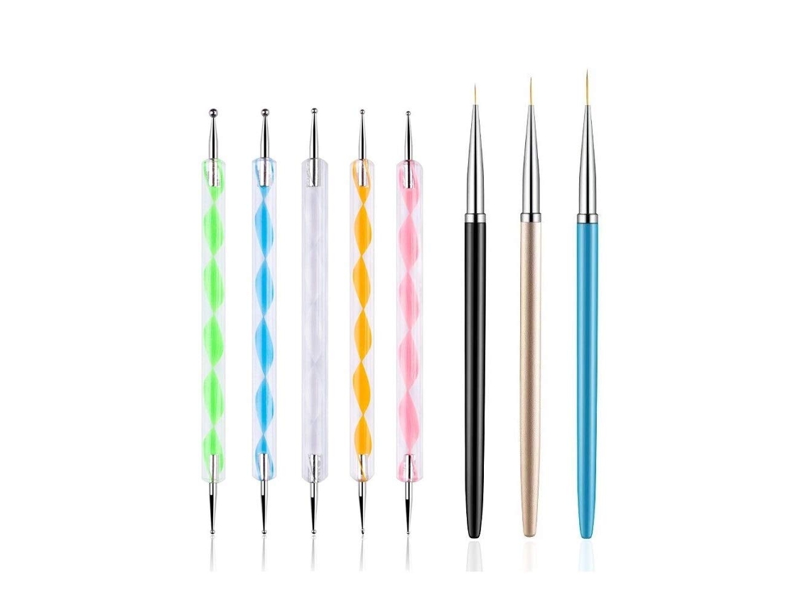 VYLARA Nail Art Revolution, Pincéis De Limpeza Em Azul Metálico Para Precisão Perfeita, Resistentes À Acetona, Cerdas Sintéticas De Alta Qualidade Para Manic