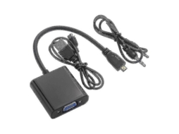 Adaptador HDMI Lurelia Cabo para VGA, 1920x1200, 1080p, com áudio, com alimentação, compatível com PS3, preto