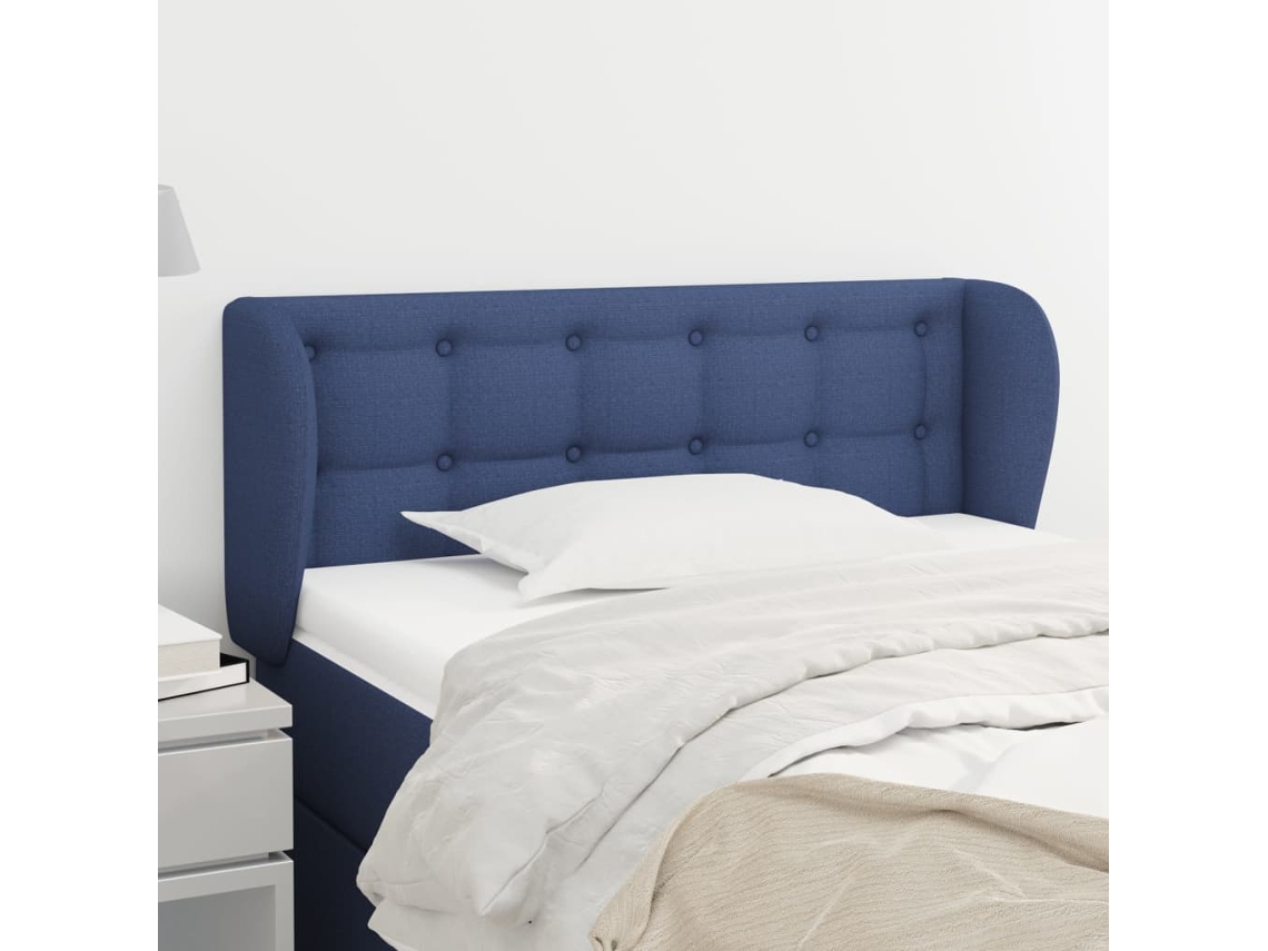 Vidaxl Cabeceira De Cama C/ Abas Tecido 93x23x78/88 Cm Azul