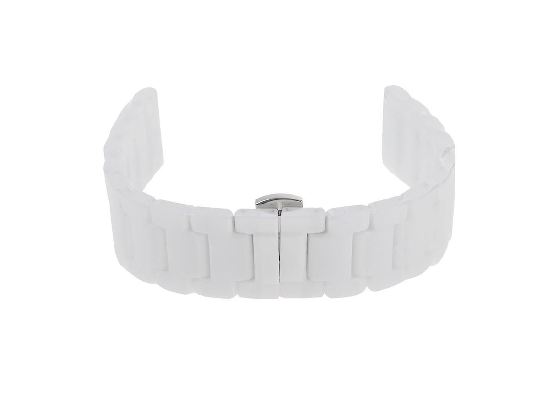 Pulseira de substituição de cerâmica para smartwatch com fivela de aço, branca, 18 mm Ly Ebike