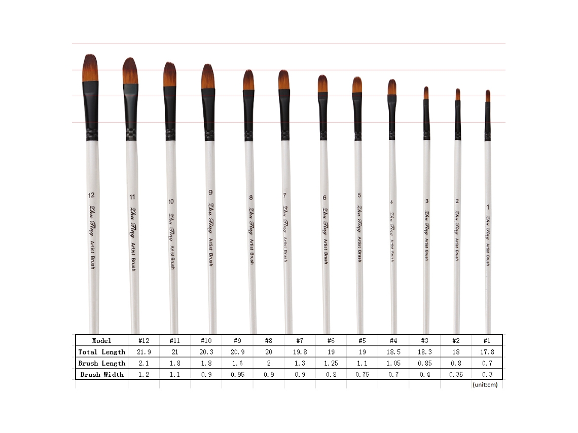 Conjunto de Pincéis de Arte 12pcs Pincel de Náilon para Aquarela Óleo Acrílico Detalhes Finos