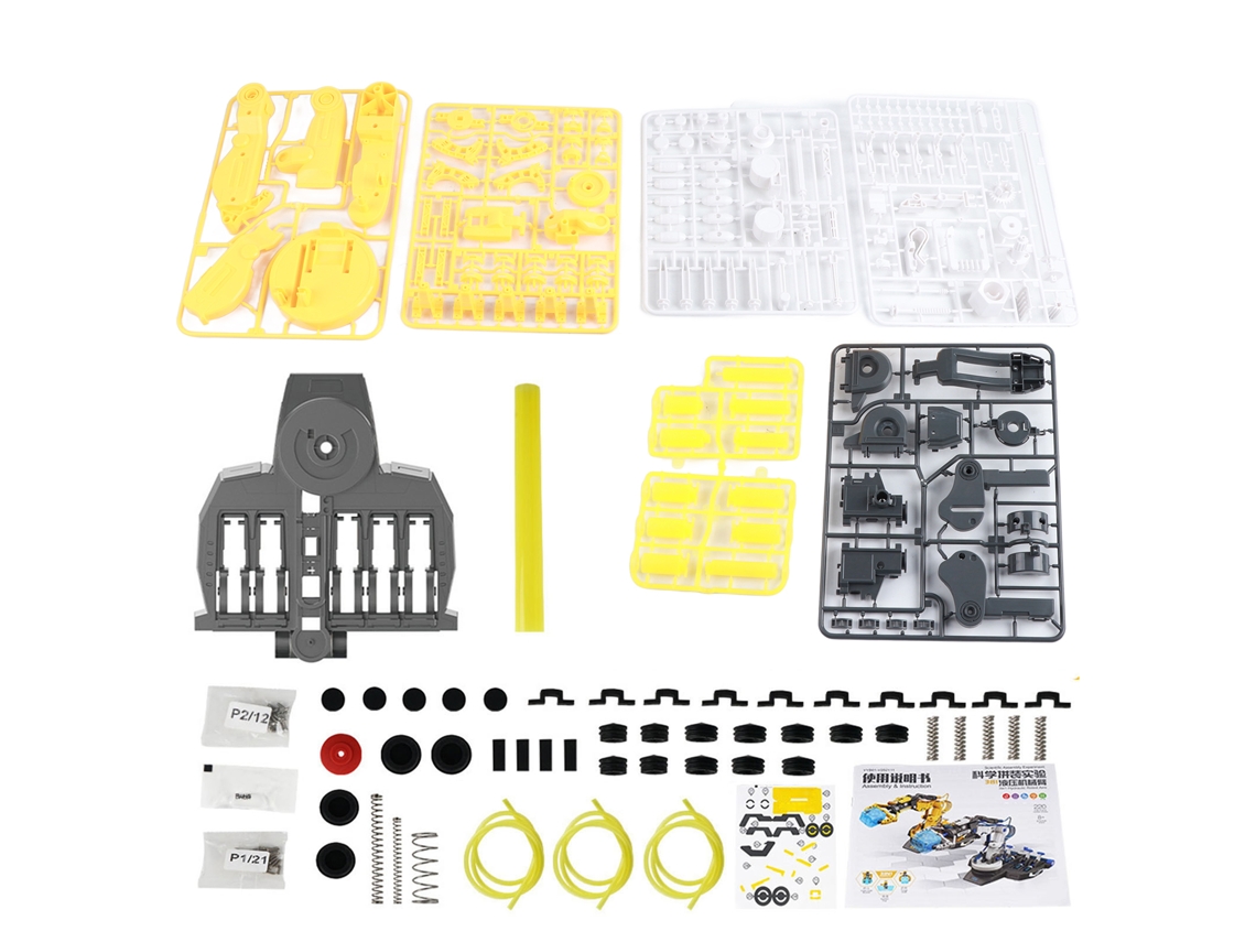 Primerox kit de Braço Robótico Hidráulico Diy Montagem Manual Brinquedo Científico para Crianças Amarelo