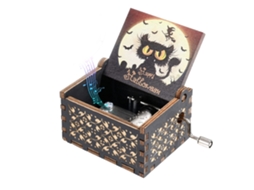 Caixa De Música Halloween Manivela De Mão Madeira