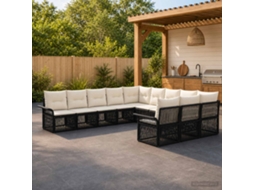 Vidaxl Conjunto De Sofá De Jardim 11 Pcs Preto Vime Pe