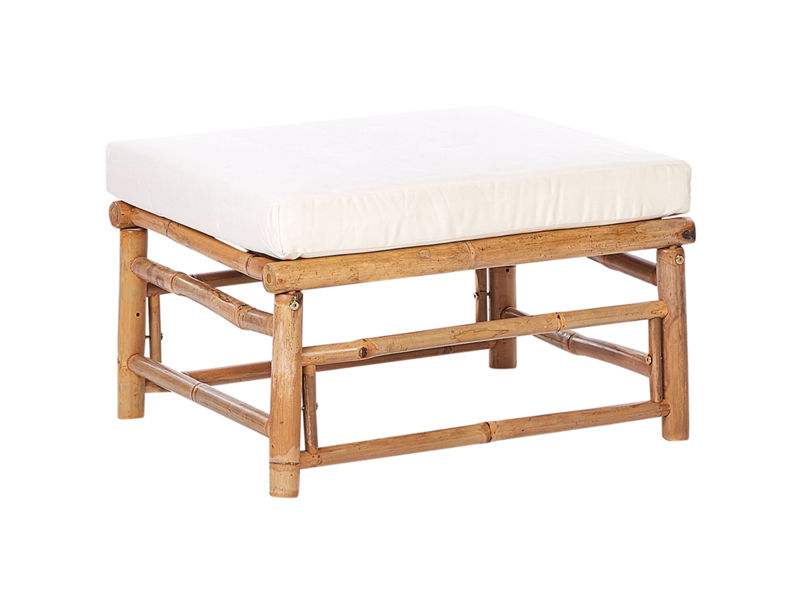 Otomana De Jardín Beliani Cerreto De Bambú Blanco 55x64x39