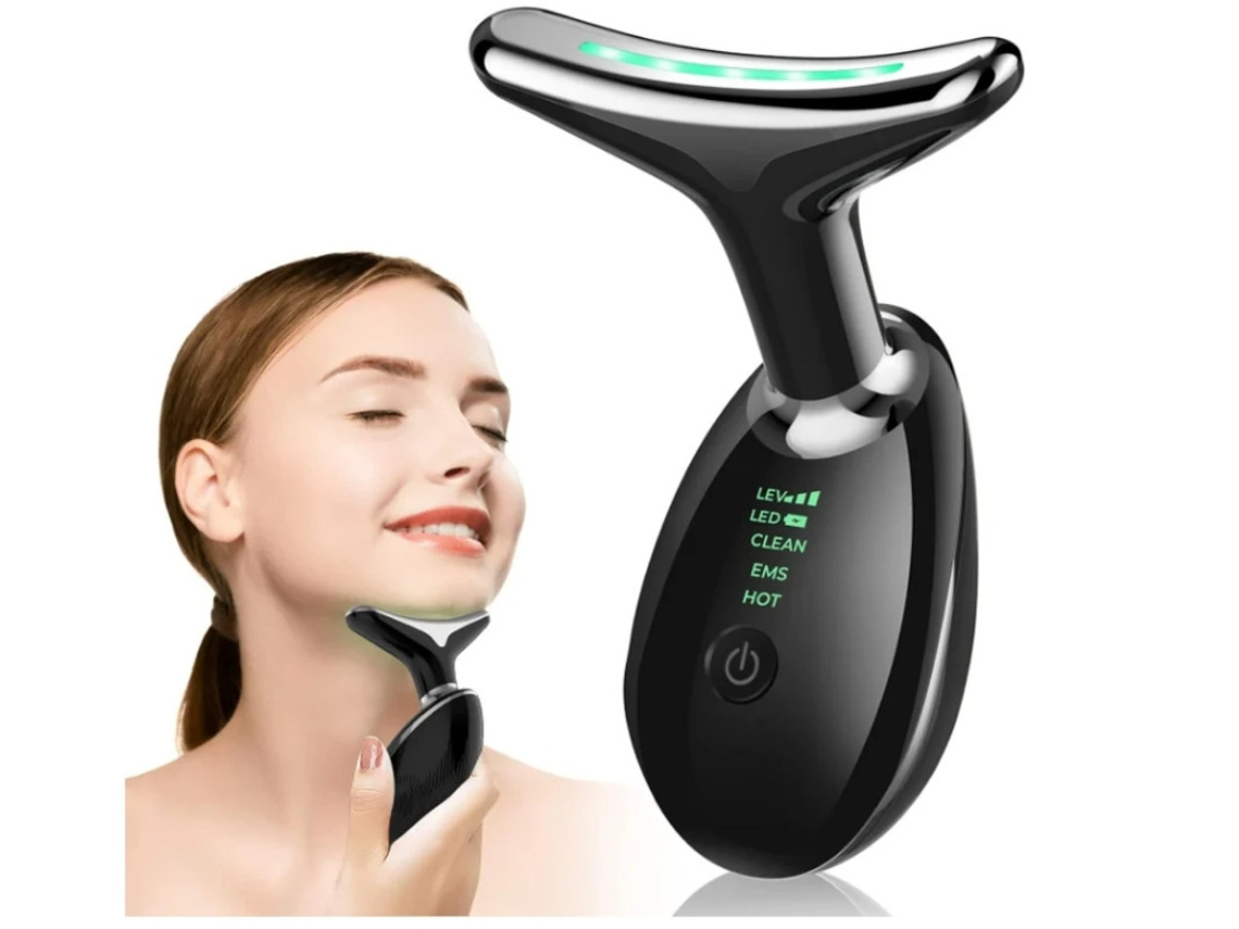 Massageador Facial Yizhood Ay 1688 Massagem Antienvelhecimento Para Olhos E Pescoço 3 Modos Preto
