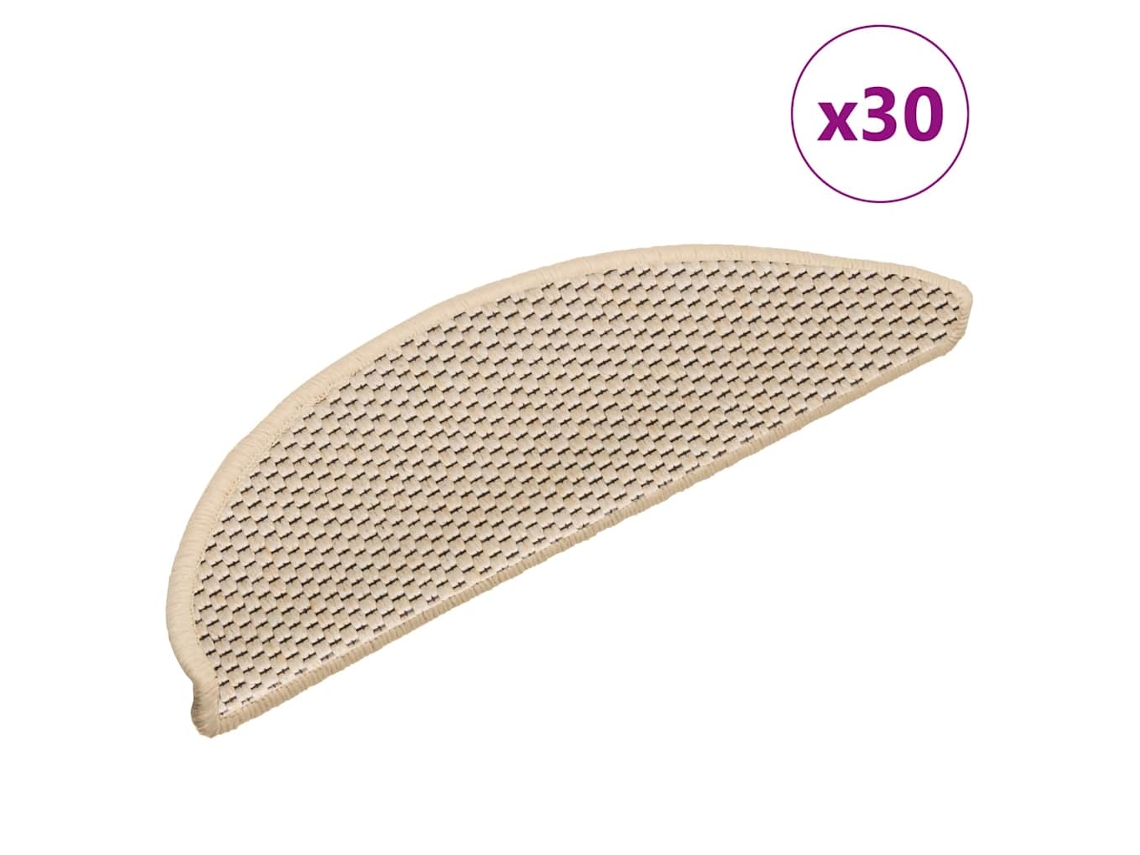 Vidaxl Tapetes Escada Adesivos Aspeto Sisal 30 Pcs 56x17x3 Cm Berbere