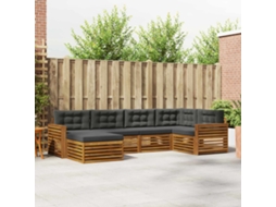 Vidaxl Conjunto De Sofás Para Exterior 6 Unid. Natural E Antracite