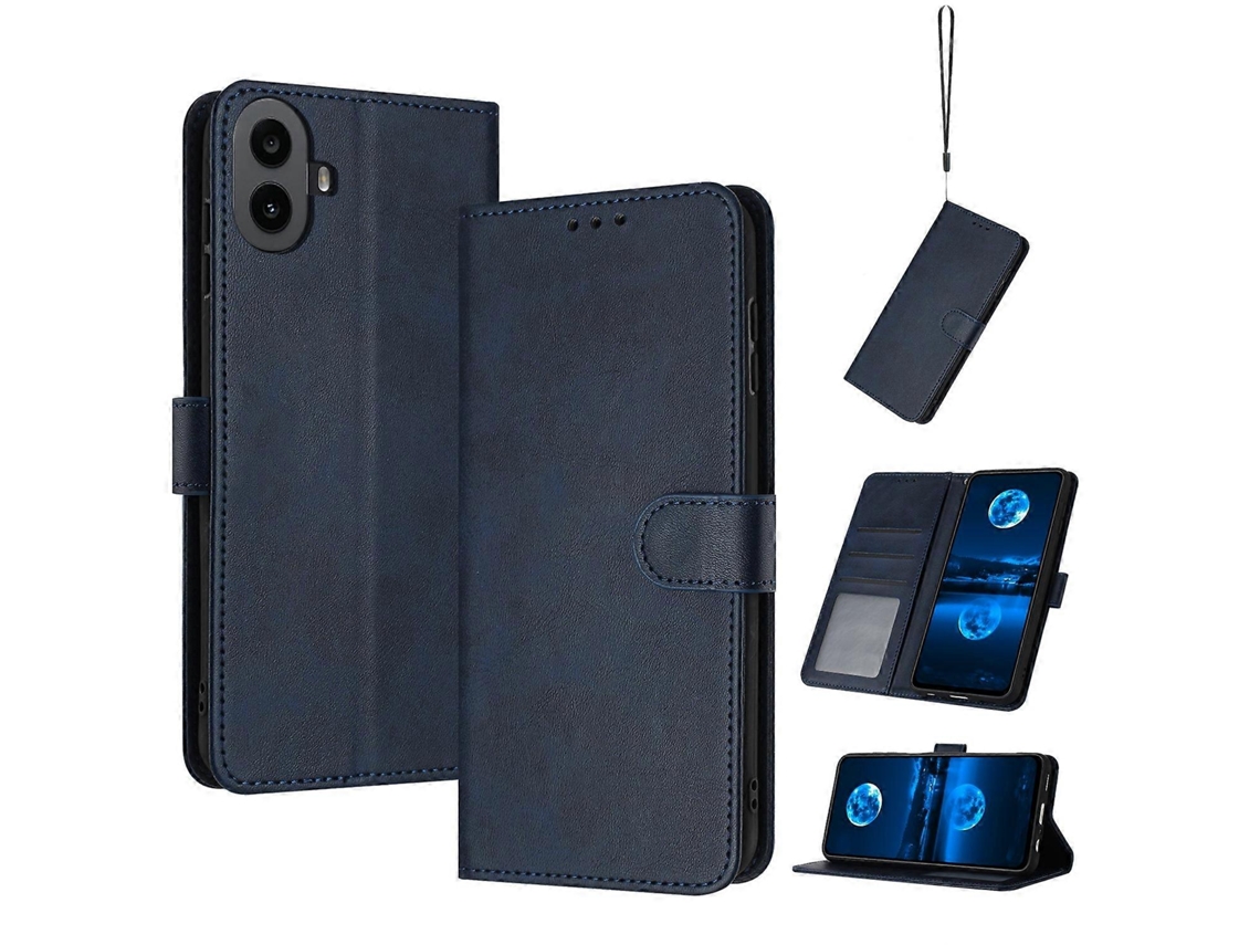 Capa De Celular Flip Em Couro De Bezerro Texturizado Sólido Para Nothing Cmf Phone 1