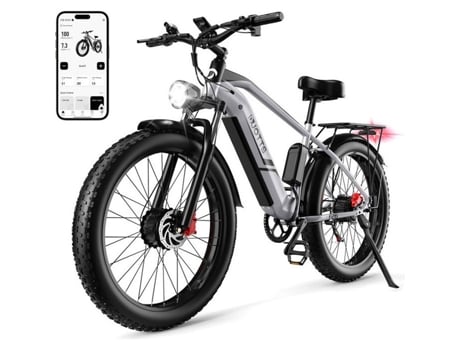 Bicicleta Elétrica Rodas 26 Motor Duplo 750W*2 Bateria Samsung 48V/20Ah 7 Velocidades Shimano com App DUOTTS F26