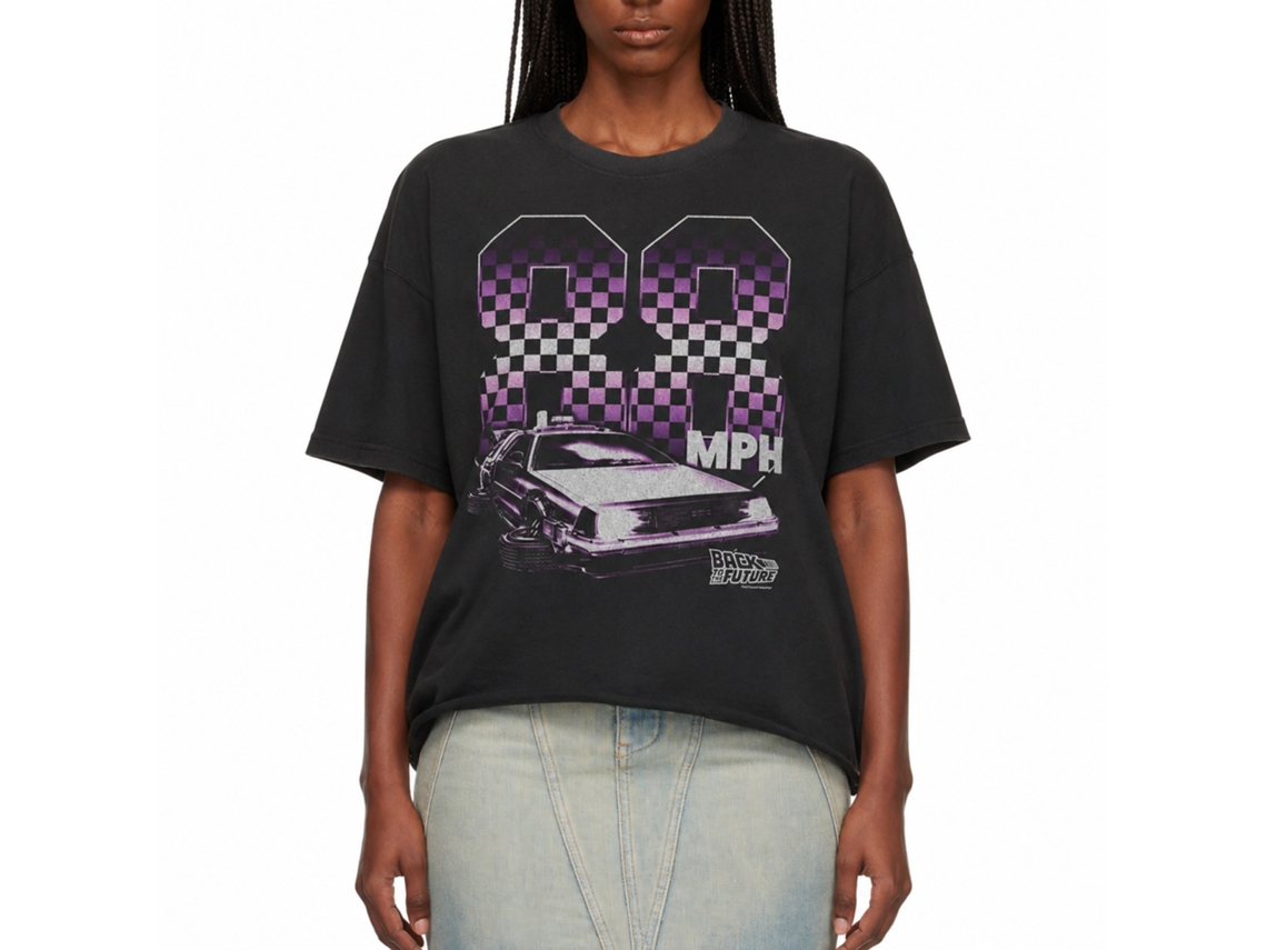 Rockinstone Back To The Future Movie '88 Checkers Solid Smoke Adult T-shirt Size:xxxl