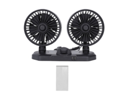 Ventilador de Carro de Dupla Cabeça Usb 12v Oscilante 2 Velocidades | S/MARCA