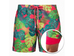 Calções de Natação Havaianos para Homens Plus Size com Bolsos Secagem Rápida
