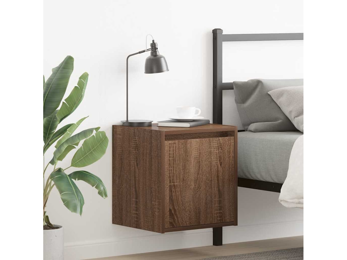 Vidaxl Mesa De Cabeceira De Parede 38x34x40 Cm Carvalho Castanho