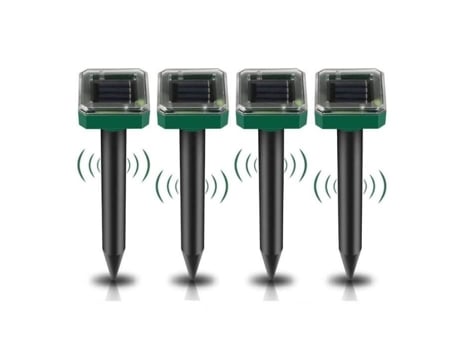 4x Repelente Solar Toupeira Ultrassônico, Repelente Solar Externo Que Combina Sons e Vibrações, Antitoupeiras Para Afastar Toupeiras Zhuodike