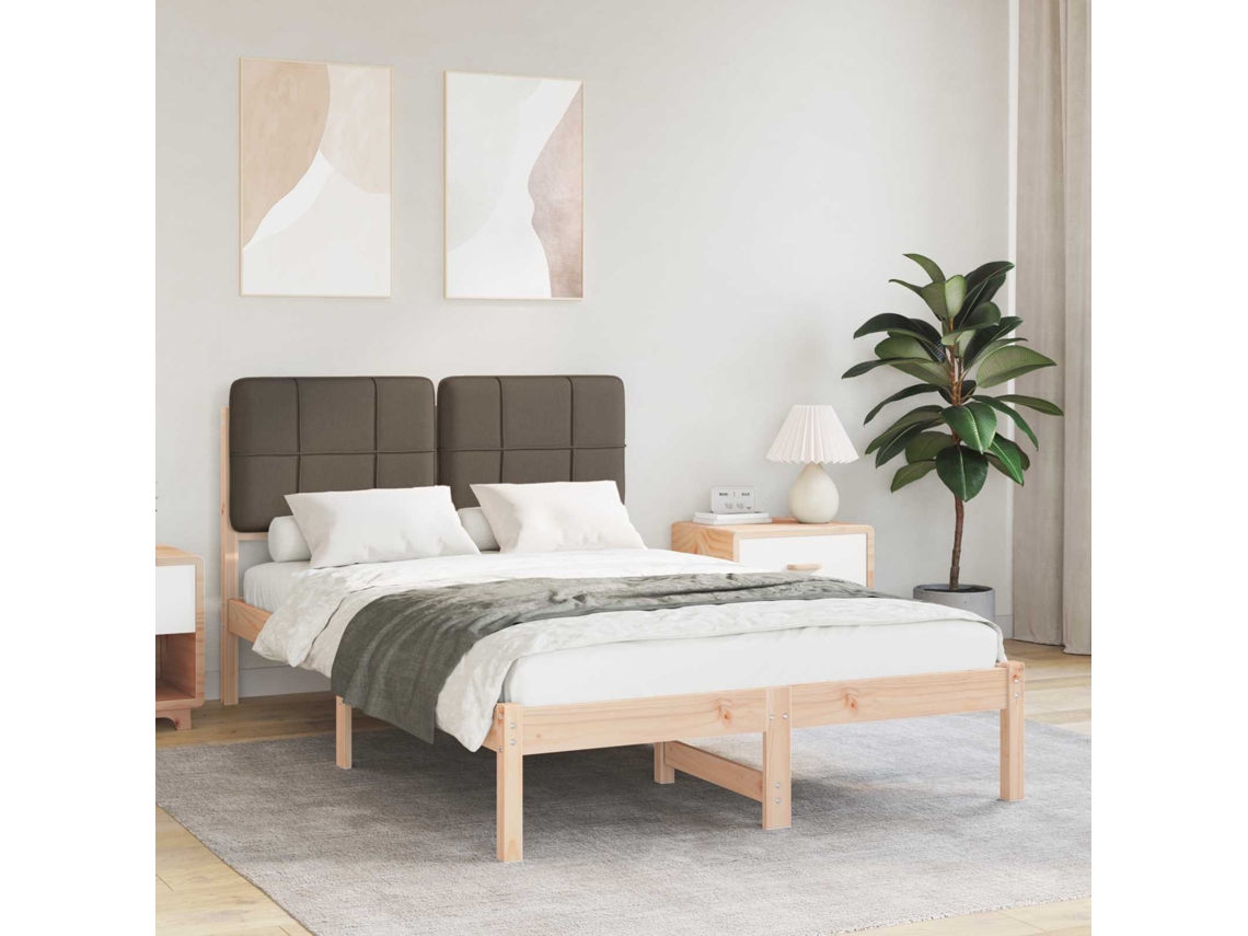 Vidaxl Estrutura De Cama Com Cabeceira Estofada Cinzento-acastanhado